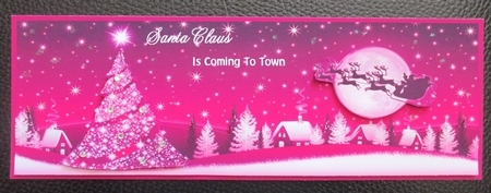 Pink Christmas Large Dl Card Front with Decoupage by Davina Rundle