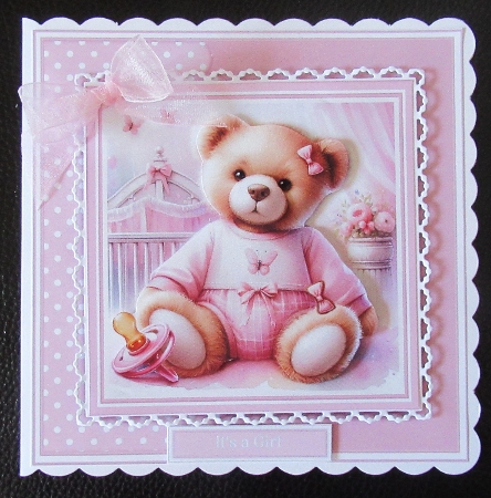 8x8 Teddy Bear in Pink PJs - Mini Decoupage Kit - x6 A4 Sheets  by Davina Rundle