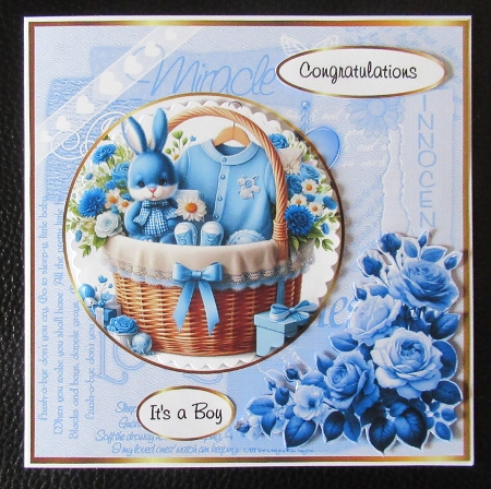 baby boy card with roses by Davina Rundle