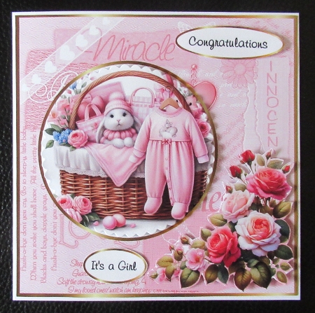 baby girl card with roses  by Davina Rundle