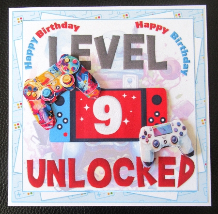7x7 Level up gamer boy birthday choice of four mini kit by Davina Rundle