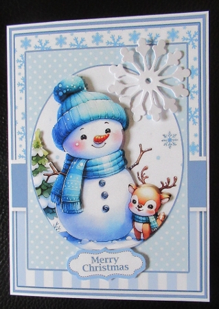 Pretty Blue Christmas Snowman Friends by Davina Rundle
