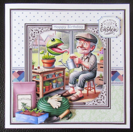 GREENHOUSE GARDENER Humorous 7.5 Card Kit & Optional Decoupage Featured Gallery Photo