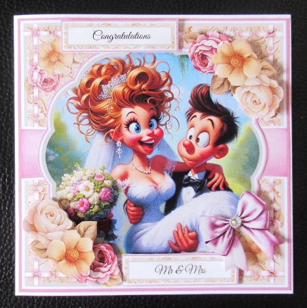 Whimsical Bride & Groom With Set Of 3 Toppers by Davina Rundle