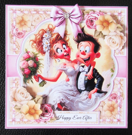 Whimsical Bride & Groom With Set Of 3 Toppers by Davina Rundle