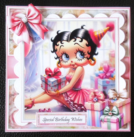 Betty Boop Birthday With Set Of 4 Toppers by Davina Rundle