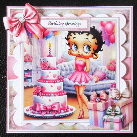 Betty Boop Birthday With Set Of 4 Toppers by Davina Rundle