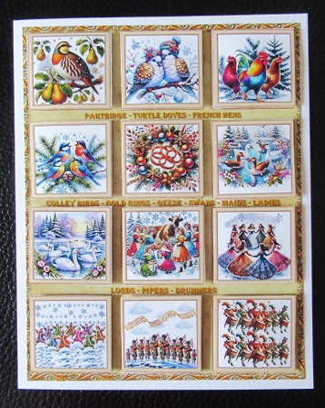 Traditional 12 Days of Christmas 10x8 large card by Davina Rundle