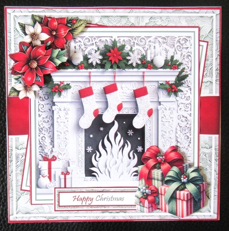 Papercut Christmas Fireplace With Set Of 4 Toppers by Davina Rundle