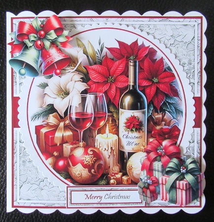 Festive Wine With Set Of 4 Toppers by Davina Rundle