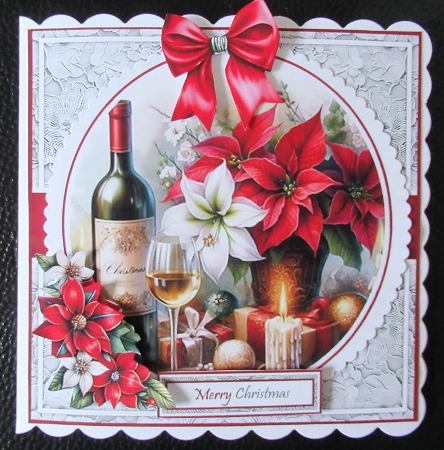 Festive Wine With Set Of 4 Toppers by Davina Rundle