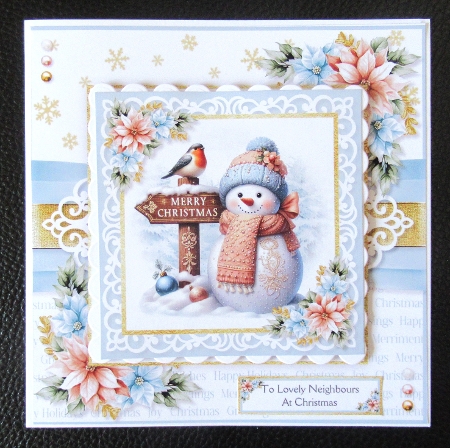 Pastel Floral Snowman Multi Topper 7x7 inch Kit by Davina Rundle