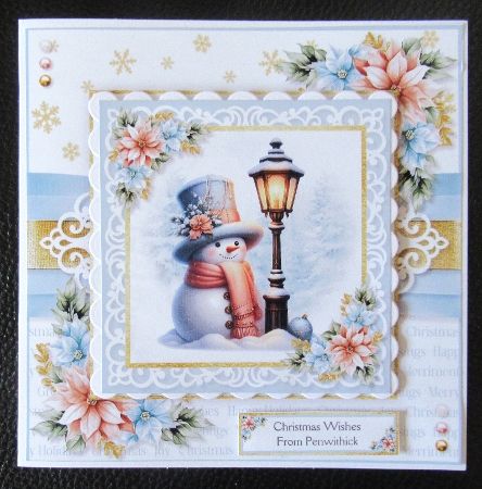 Pastel Floral Snowman Multi Topper 7x7 inch Kit by Davina Rundle