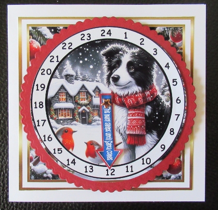 bw and red accents advent clock card 6 by Davina Rundle