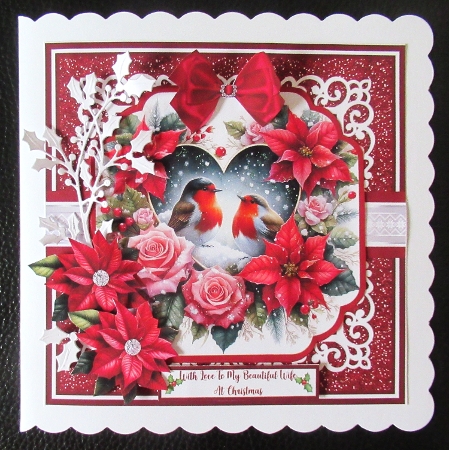 CHRISTMAS HEART ROBINS 6x6 & 5x7 by Davina Rundle