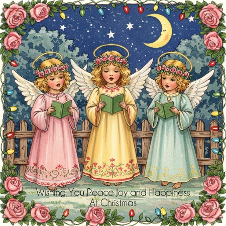 Floral Christmas Angel Choir by Davina Rundle