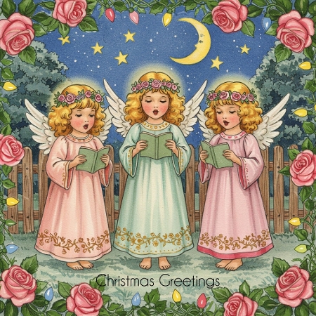 Floral Christmas Angel Choir by Davina Rundle