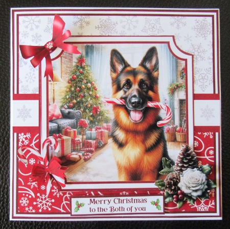 CANDY CANE DOGS 6x6 5x7 by Davina Rundle