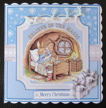 CHRISTMAS RABBIT 6x6 5x7 by Davina Rundle