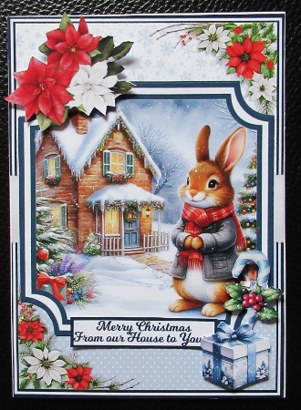 CHRISTMAS BUNNY HOUSE 6x6 5x7 by Davina Rundle