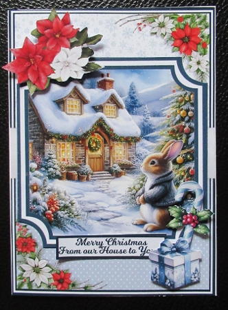CHRISTMAS BUNNY HOUSE 6x6 5x7 by Davina Rundle