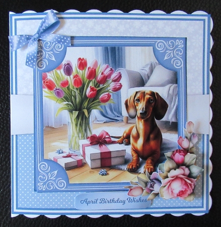 DACHSHUND FLOWERS 6x6 5x7 by Davina Rundle