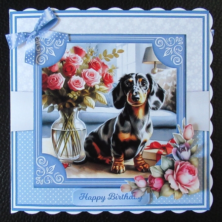 DACHSHUND FLOWERS 6x6 5x7 by Davina Rundle