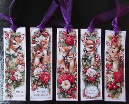 5 Cute Winter Fawn Bookmarks by Davina Rundle