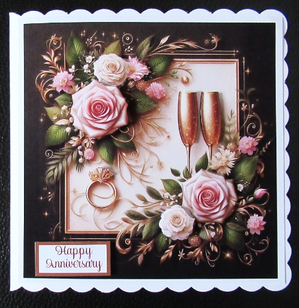 Anniversary Roses No 2 7 x 7 Card by Davina Rundle