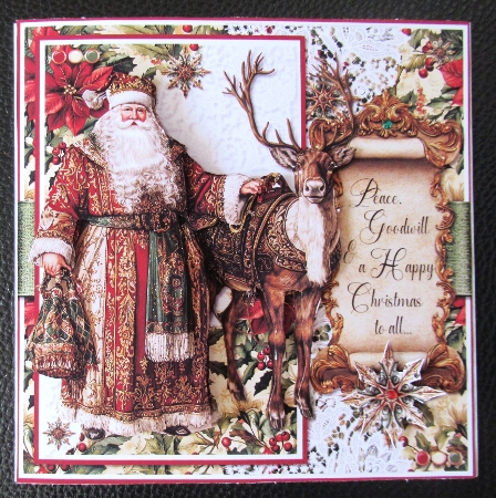 Vintage Santa and Reindeer 6x6 inch Mini Kit by Davina Rundle