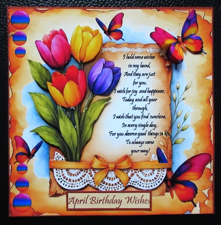 Rainbow tulips on parchment by Davina Rundle