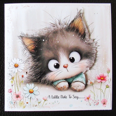 Shabby Kitten with Flowers - Illustrations for Cards, Mini kits & Designers by Davina Rundle