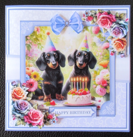 BIRTHDAY DACHSHUNDS 5x7 6x6 by Davina Rundle