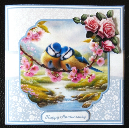 CHERRY BLOSSOM BLUE TITS 6x6 5x7 by Davina Rundle