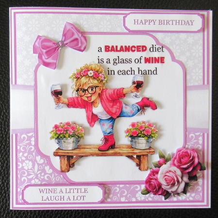 WINE A LITTLE, LAUGH A LOT 5x7 6x6 by Davina Rundle