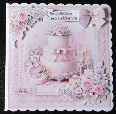 Wedding Cake Floral Card Kit – Three‑Tier Cake, Rings & Champagne – Elegant Romantic Wedding Printable by Davina Rundle