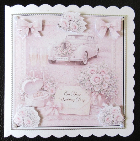 Vintage Pastel Wedding Car & Roses Card Topper Kit by Davina Rundle