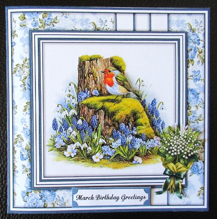Robin with Spring Flowers - Mini Kit 6x6 by Davina Rundle