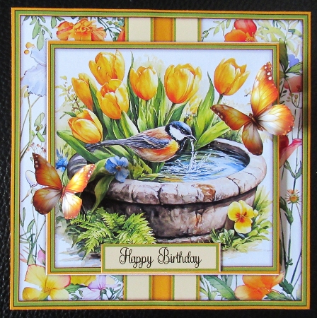 Bird Bath with Tulips - Mini Kit 6x6 by Davina Rundle