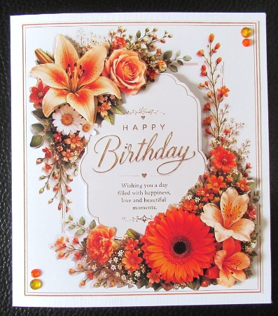 Elegant Orange & Cream Floral Birthday Topper with Gold Details by Davina Rundle