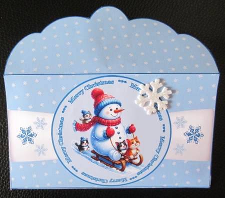 Sledging snowman money wallet. by Davina Rundle