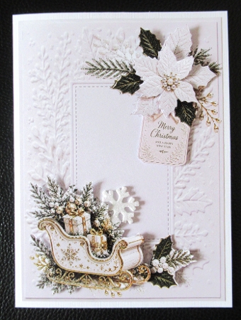Elegant Christmas Sleigh Embossed Holiday Card Topper by Davina Rundle