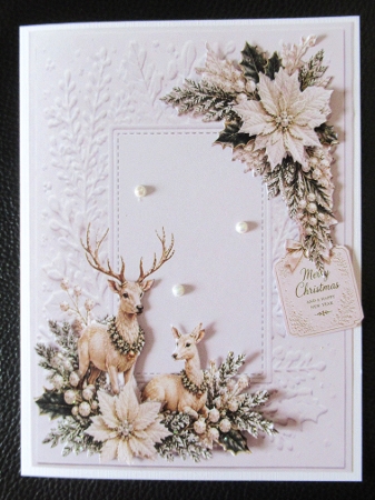 Winter Deer Duo Embossed Christmas Card Topper by Davina Rundle