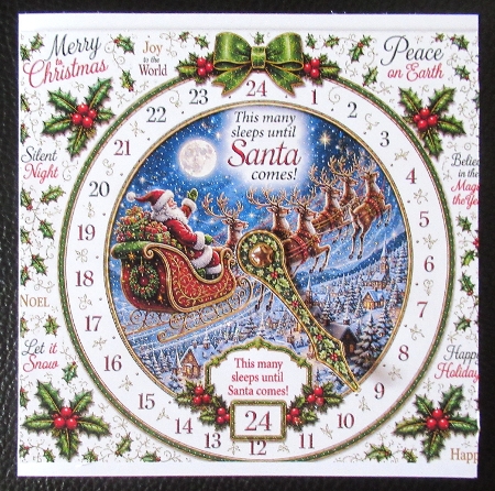 advent clock card santas sleigh by Davina Rundle