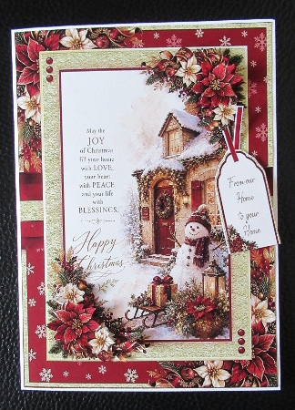 Burgundy and Gold Snowman 7x5 inch No.4 by Davina Rundle