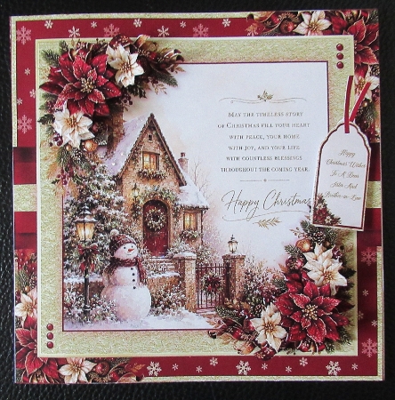 Burgundy and Gold Snowman 7x7 inch No.1 by Davina Rundle