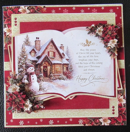 Burgundy and Gold Snowman Open Book 7x7 inch No.4 by Davina Rundle
