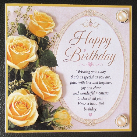 Yellow Roses Birthday 7 x 7 Card by Davina Rundle