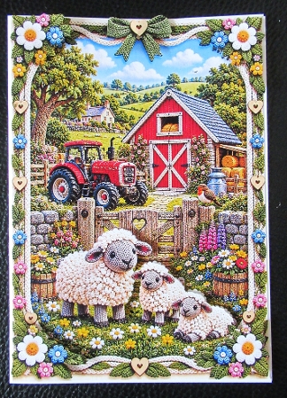 Knitted Country Farm A4 Portrait Card Topper by Davina Rundle