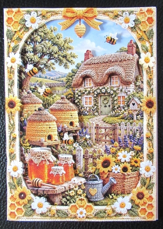 Knitted Honey Cottage A4 Portrait Card Topper by Davina Rundle